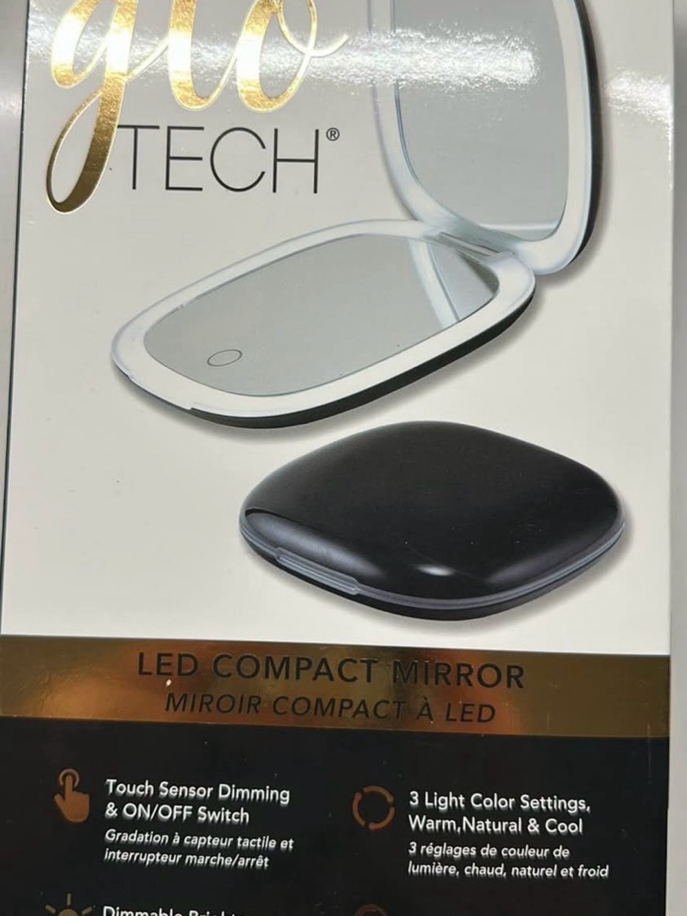 gloTECH LED Compact Lighted Mirror - Black